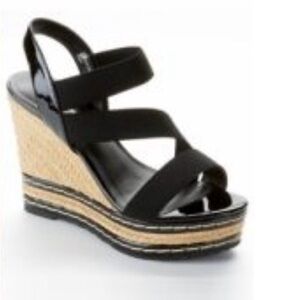 Charles by Charles David black strappy wedge size 8